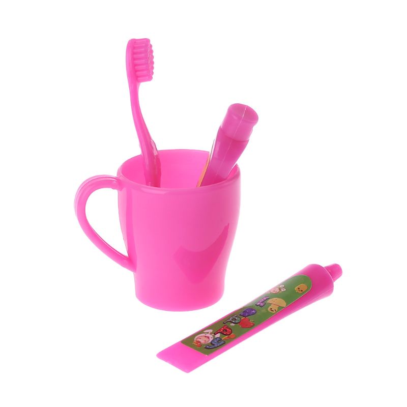 1 Bộ Cốc Đựng Bàn Chải Đánh Răng Và Kem Đánh Răng Mini Dùng Trang Trí Nhà Búp Bê
