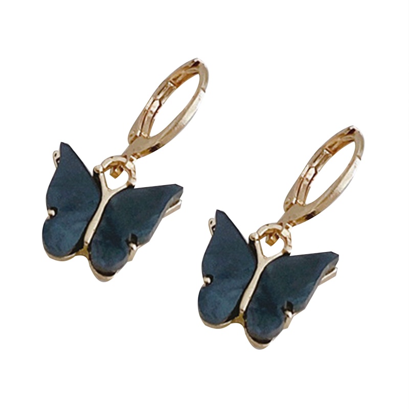 Bông Tai Kim Loại Dáng Dài Hình Bướm Màu Sắc Thời Trang 2022