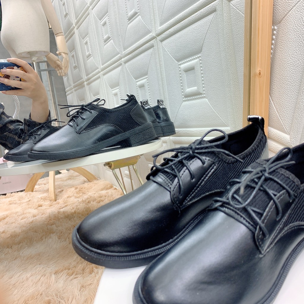 1G06 Giày Oxford nữ giày da lì phối vải thun 812 | BigBuy360 - bigbuy360.vn