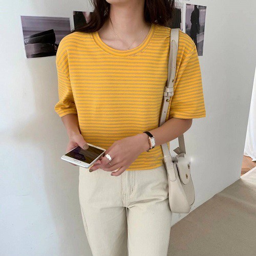 Áo phông kẻ 2t unisex áo phông rộng chất cotton mềm mịn tay lỡ áo thun kẻ basic nhiều màu P17 | BigBuy360 - bigbuy360.vn