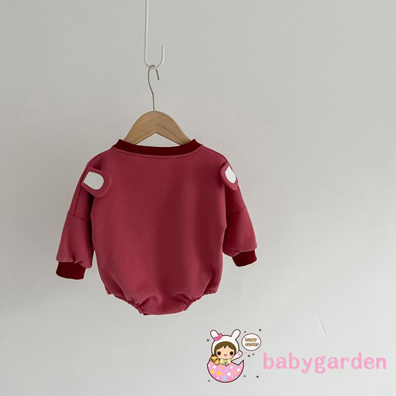 Áo Liền Quần Tay Dài Cổ Tròn In Hình Gấu Hoạt Hình Dành Cho Bé Sơ Sinh