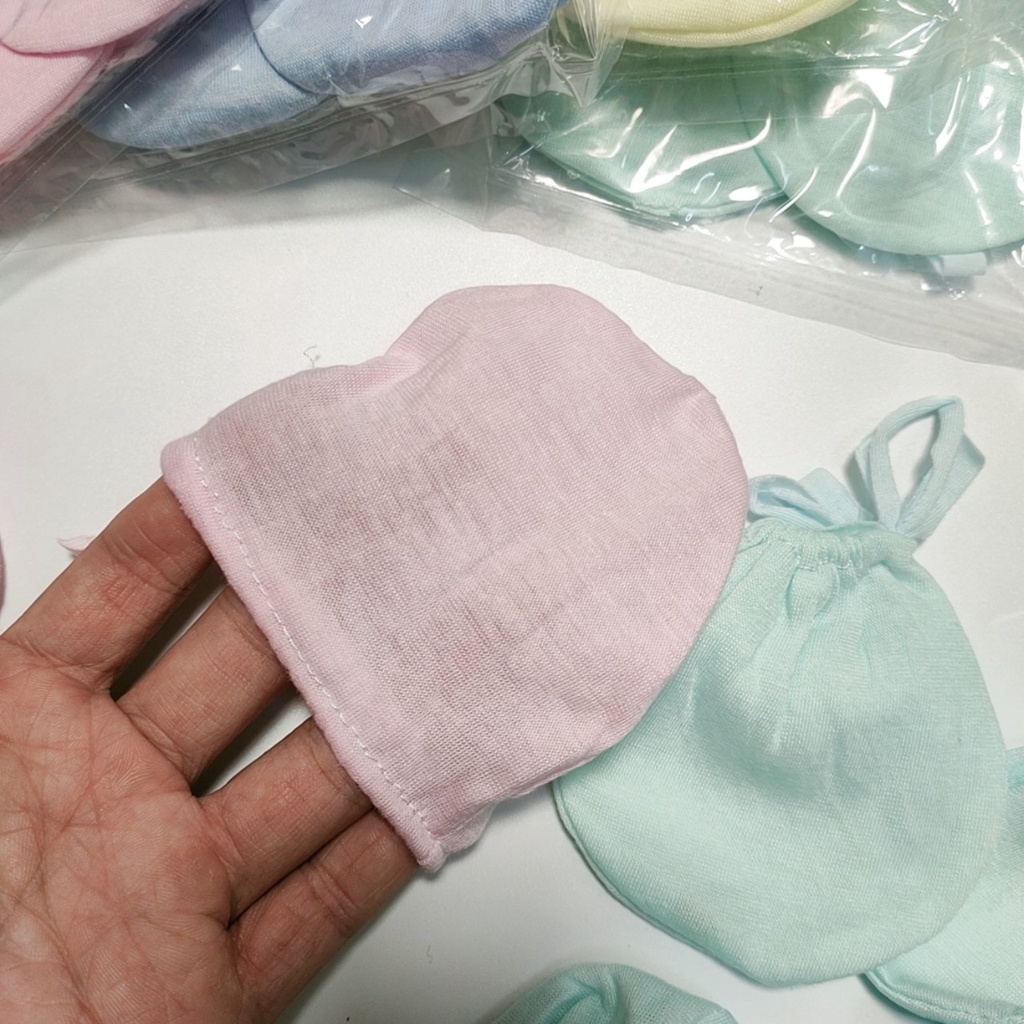 Bao tay chân cho bé sơ sinh vớ trẻ em dây rút baby Minh Hoàng cotton đơn màu 2X MART