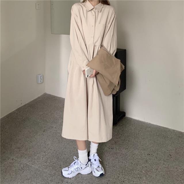 Set Đầm Kaki Dài Tay Và Áo Khoác Ghi Lê Phong Cách Trẻ Trung Dành Cho Nữ