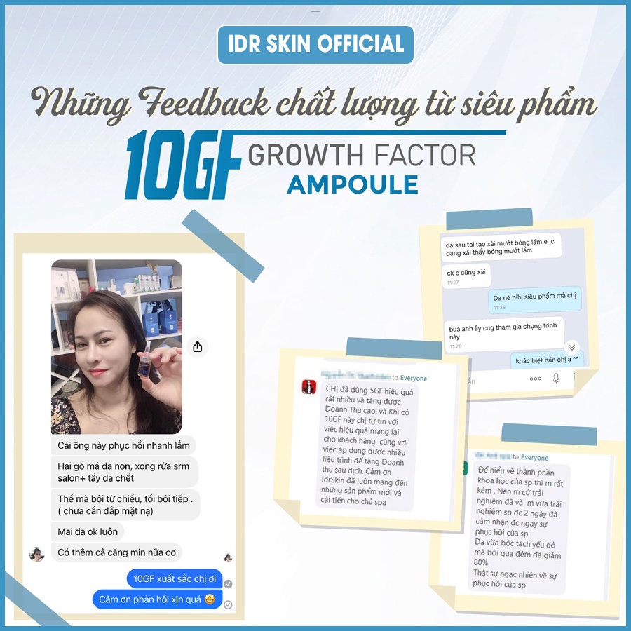 Tế bào gốc tăng sinh Idr Skin_Growth Factor Ampoule_ 10GF Hàn Quốc giúp loại bỏ sẹo rỗ...