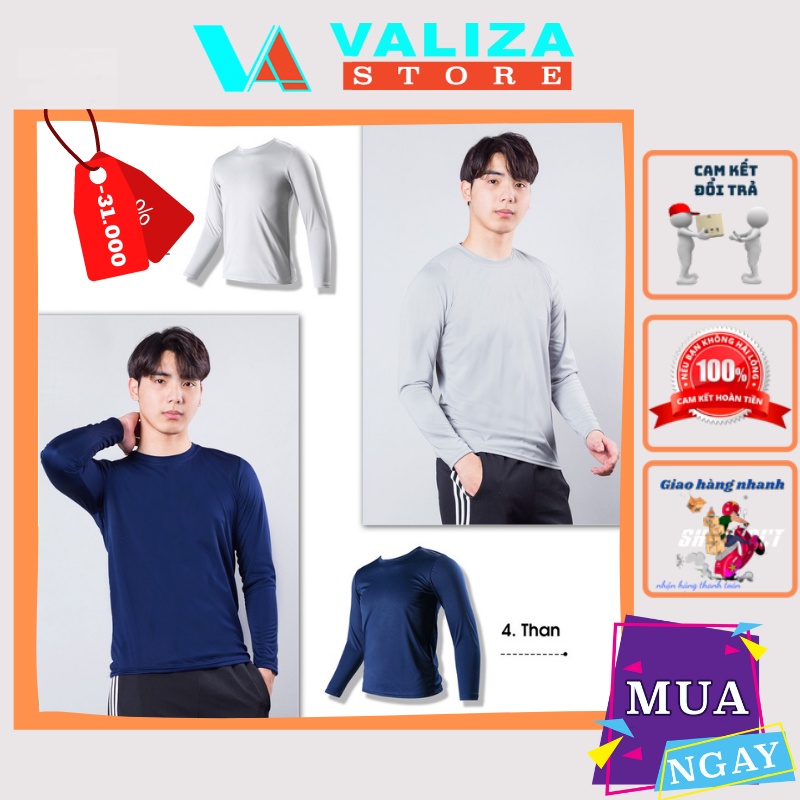 Áo thun tay dài giữ nhiệt thể thao nam VALIZA - AT28