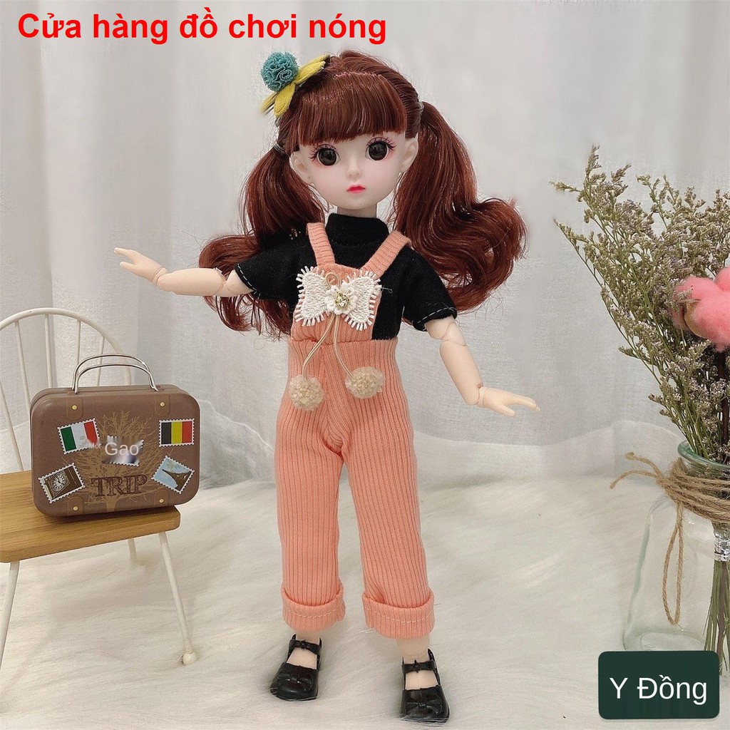 bé dễ thương 30 cm Barbie bộ công chúa nhỏ 3D mắt 22 khớp 6 điểm bjd net búp bê màu đỏ trẻ em