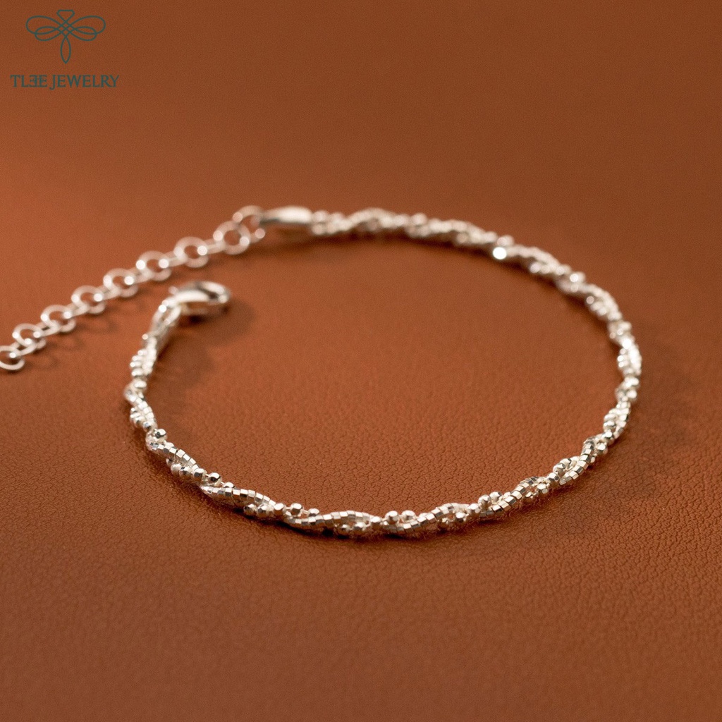 Lắc tay bạc nữ TLEE mẫu xoắn bi kiềng mềm nữ tính TleeJewelry LT0141