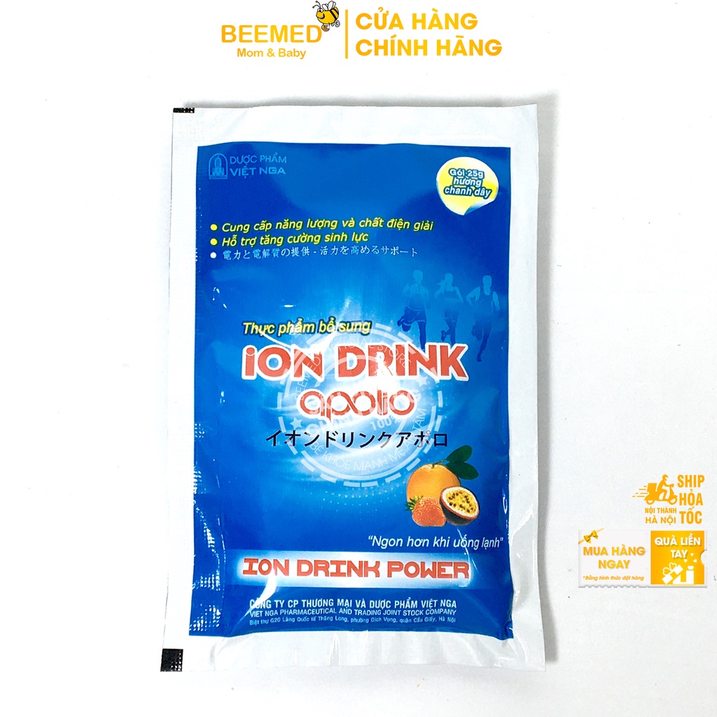 Oresol Ion Drink Apollo vị chanh leo bù nước và chất điện giải cho cơ thể - Hộp 5 gói