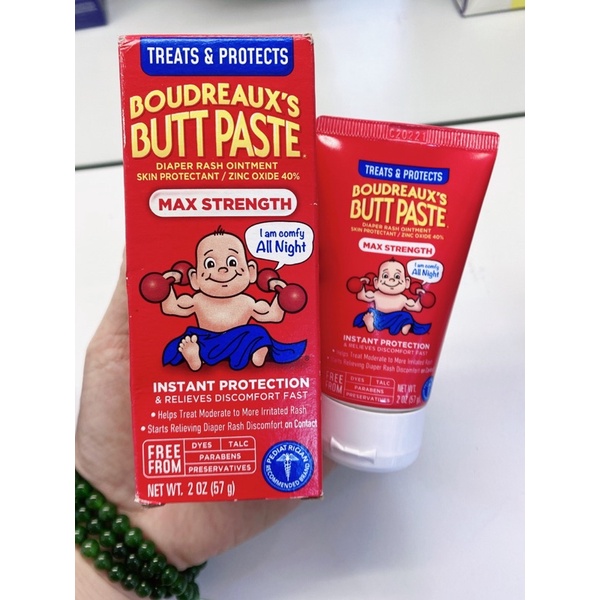[Hàng Mỹ đi Air Đủ Bill] Kem hăm tã Boudreaux’s Butt Paste Baby Diaper Rash Cream Maximum Strength 57g 113g