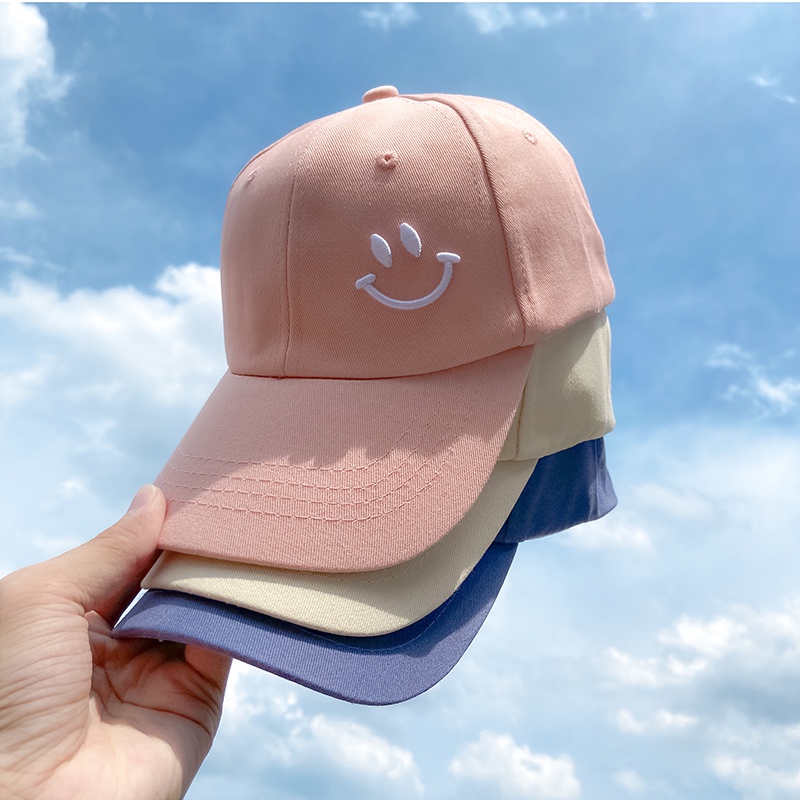 Nón lưỡi trai thêu hình mặt cười thời trang Hàn Quốc