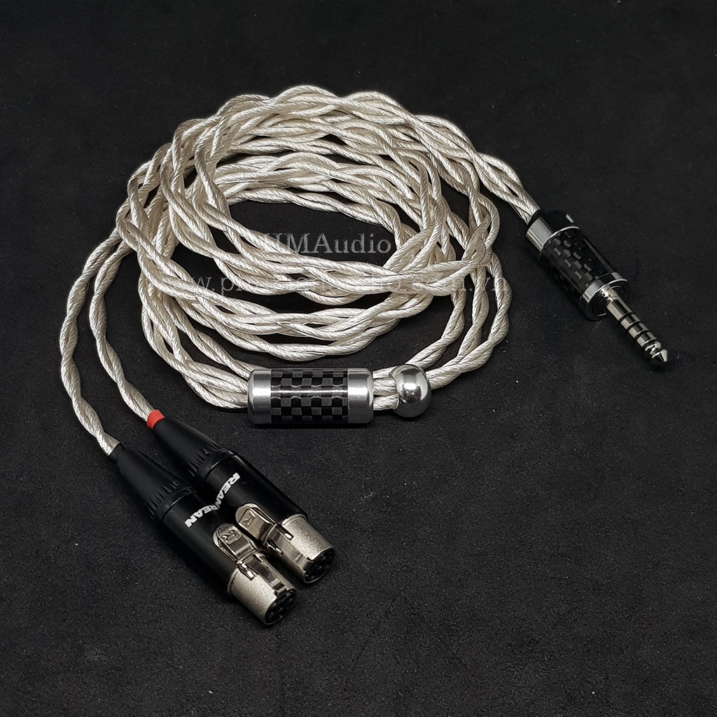 Dây tai nghe đồng mạ bạc OFC 1.8mm tết 4 - Connector miniXLR 4Pin Audeze LCD2/3/4