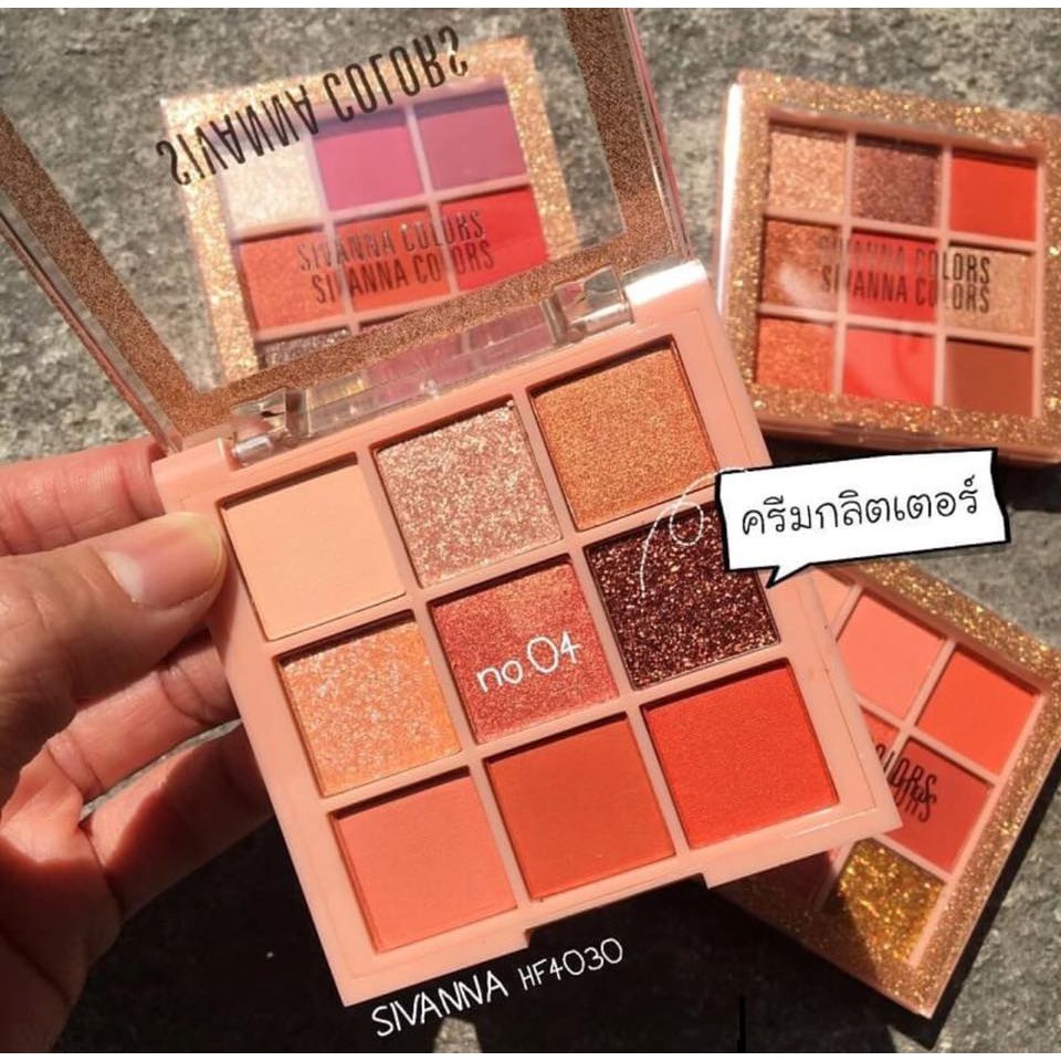 Phấn Mắt Có Nhũ Lì Tông Cam Đất Sivanna Velvet Touch Palette HF4030 No.04