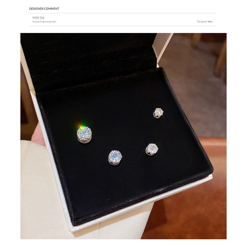 Khuyên Tai Nam Châm Đính Đá zircon Lấp Lánh 6 / 7 / 8mm Thời Trang Cho Nam Nữ