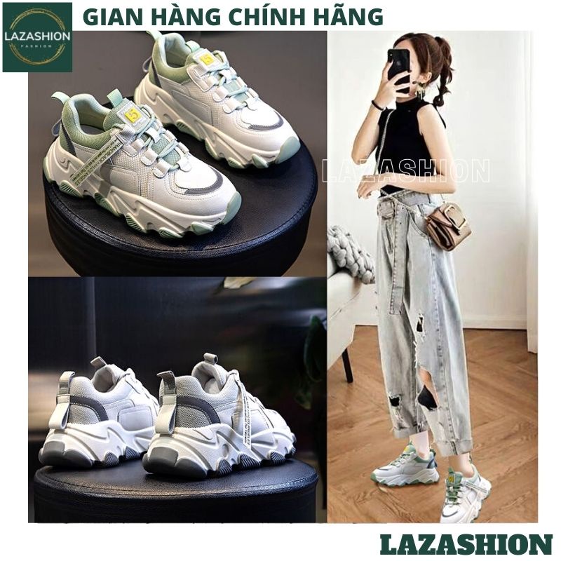 Giày thể thao nữ sneaker phối màu cá tính 2 mầu xanh xám -PHƯƠNG VŨ 1989