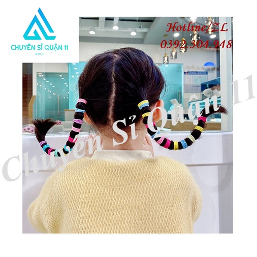 Set 500 dây cột tóc nhiều màu tặng túi Zip, set 500c chun buộc tóc GD509-ThunBToc500
