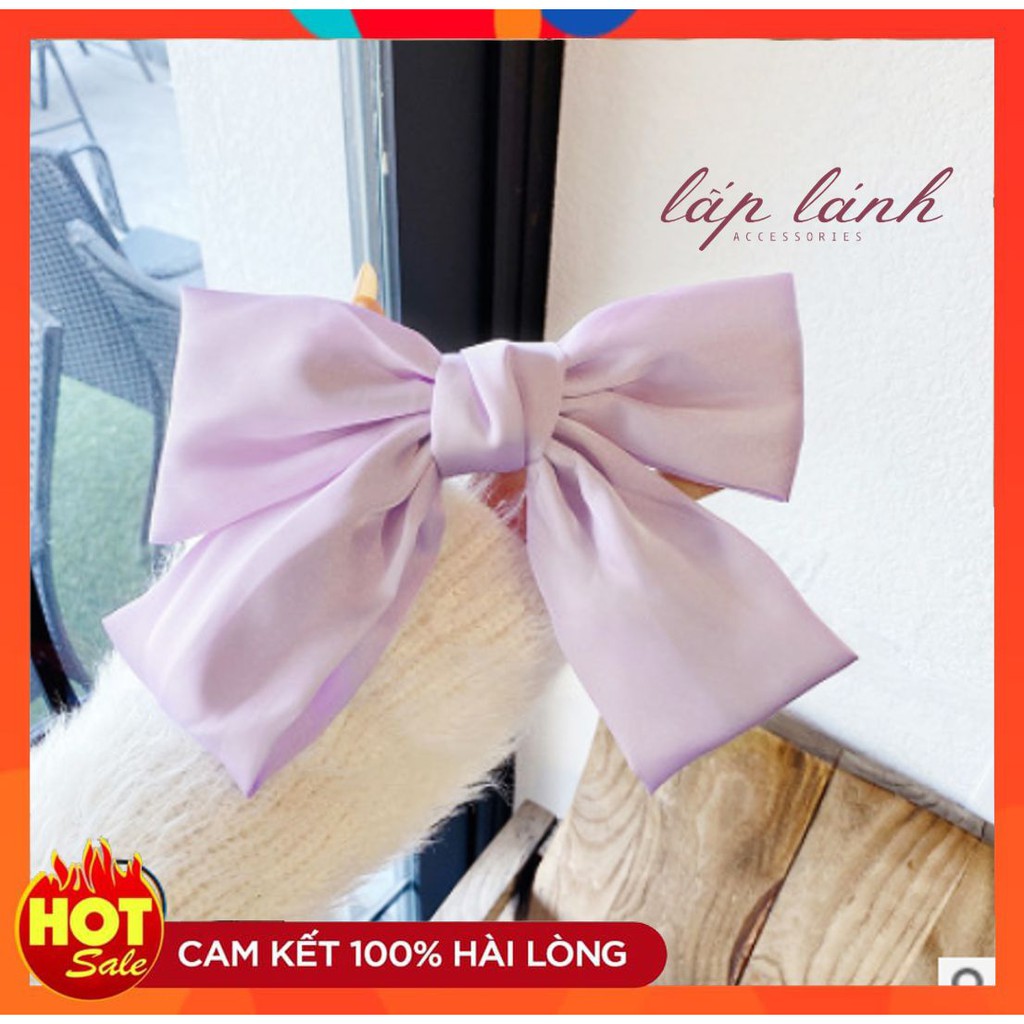 KẸP NƠ JISOO CHẤT SATIN LỤA ĐỦ MÀU PHONG CÁCH HÀN QUỐC THỜI TRANG KNJS03