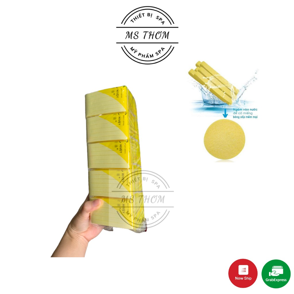 Bọt biển - Bông nở rửa mặt Chivey 12 miếng / Miếng mút rửa mặt bọt biển dạng nén