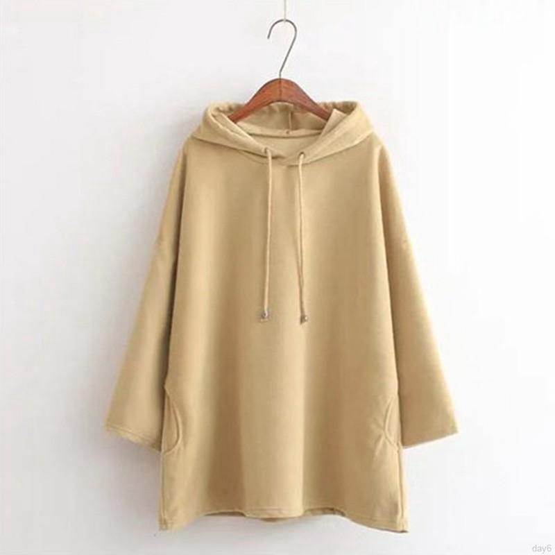 Áo hoodie kiểu dáng rộng màu trơn trẻ trung và thời trang cho nữ