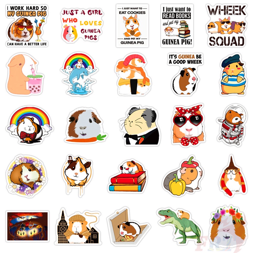 Bộ 50 Miếng Dán Họa Tiết Hoạt Hình The Guinea Pigs Series 01 - Kawaii Chống Thấm Nước Thời Trang Diy