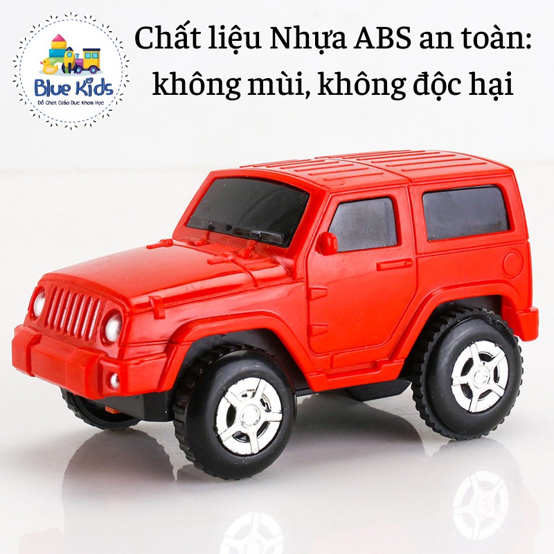 Ô TÔ Chạy Pin, Chạy Trên Đường Sắt - Chiều Dài 9cm, Chiều Rộng 4,5cm (Giao Màu Ngẫu Nhiên)