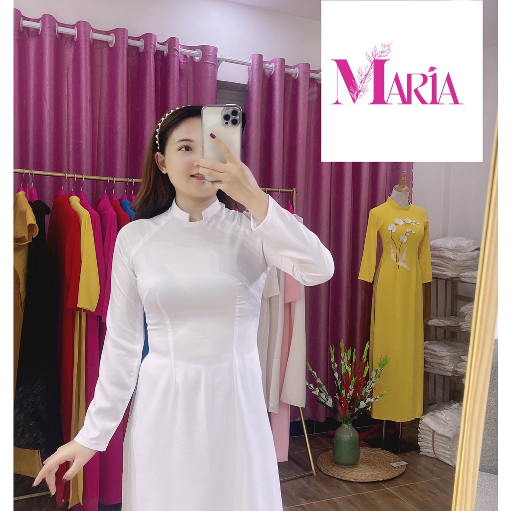 [𝐌𝐀𝐑𝐈𝐀] ÁO DÀI HỌC SINH MÀU 𝐓𝐑Ắ𝐍𝐆 XANH- CỔ VUÔNG dành cho học sinh sinh viên