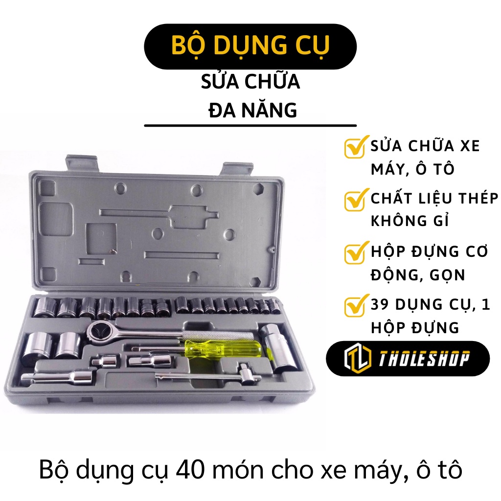 Bộ Dụng Cụ Sửa Chữa Đa Năng - Hộp 40 Món Mở Bulong Ốc Vít Sửa Chữa Xe Máy, Ô Tô 2444
