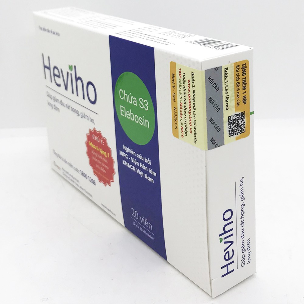 Heviho giúp giảm đau rát họng, giảm ho, long đờm (2 vỉ x 10 viên)