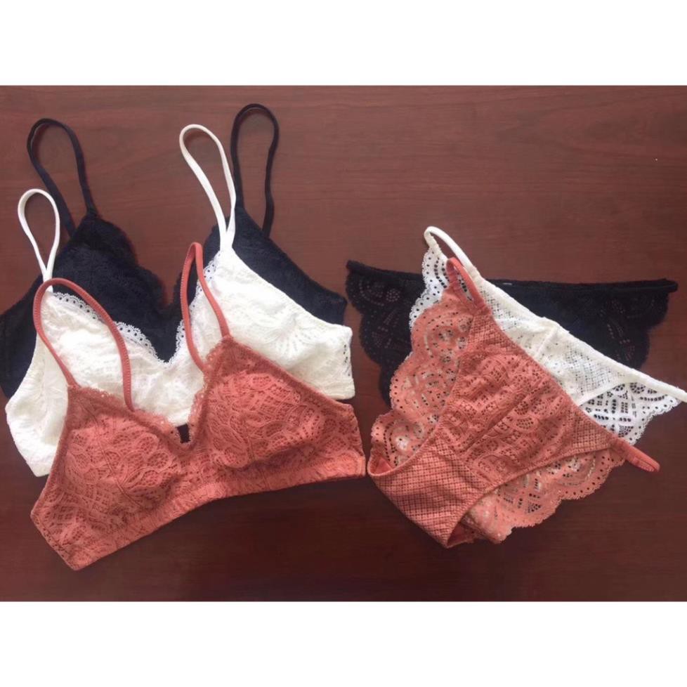 Bộ đồ lót AngGee ren không gọng mút mỏng Mẫu 3 - BL