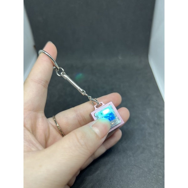 Móc khóa bàn phím cơ LED kim loại kèm keycap kim loại