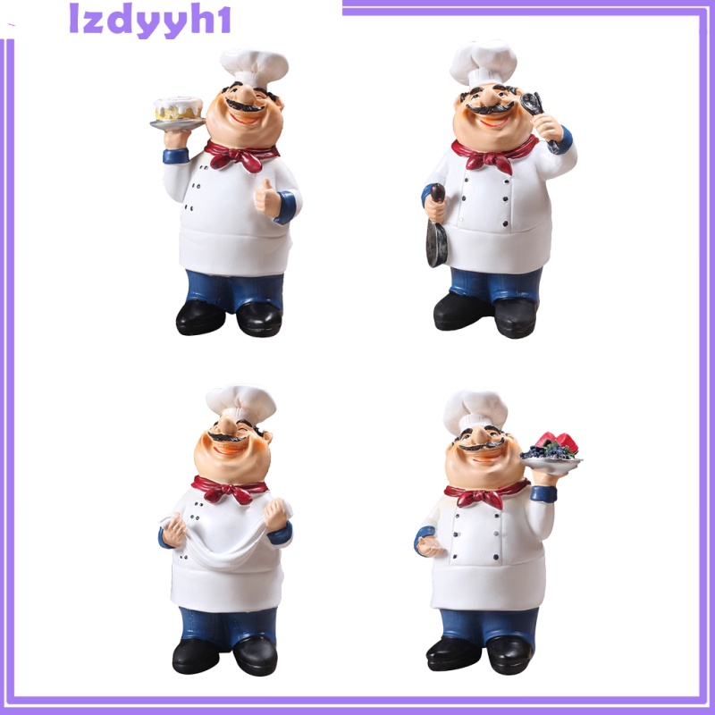 JoyDIY  4Pcs Resin Kitchen Chef Statue Figurine Decor Home Table Centerpiece