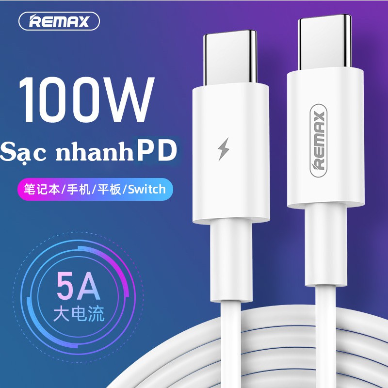 Cáp sạc nhanh 100W 2 đầu type C - Dây sạc nhanh 100W Remax RC-175C FTMOBILE