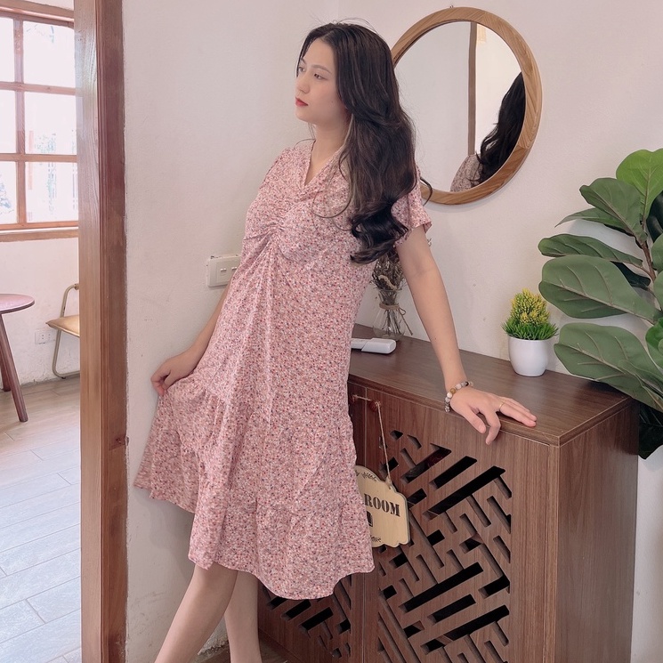 Váy bầu hoa nhí rúm ngực thời trang thiết kế MSP265 Mom and Baby