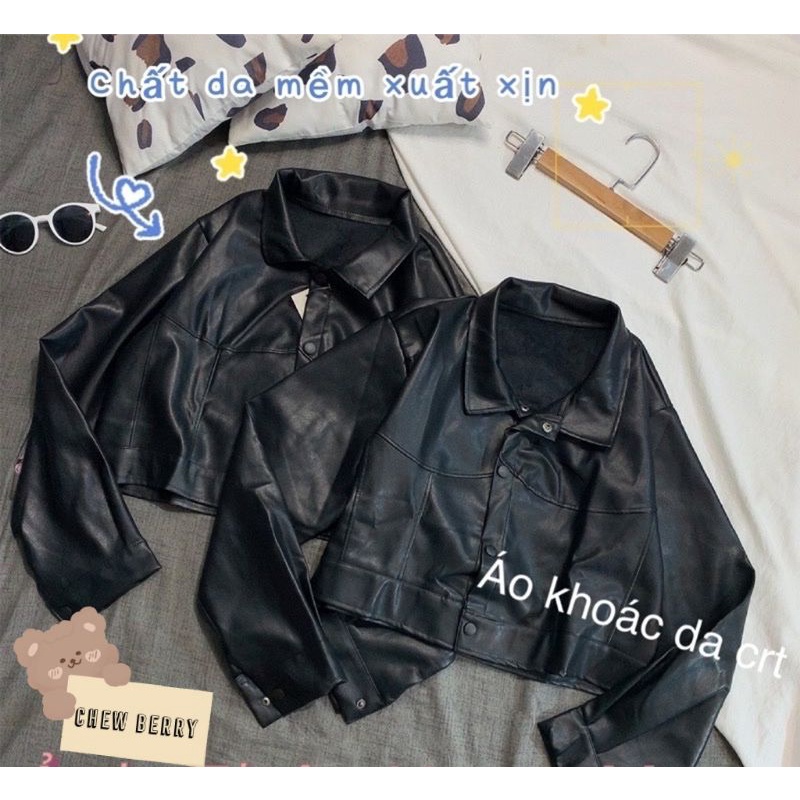 ÁO KHOÁC DA NỮ, ÁO CROPTOP NỮ Form Rộng