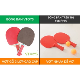 Vợt bóng bàn gỗ (2 vợt, 3 bóng)