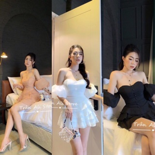 Sét áo trễ vai + chân váy tầng