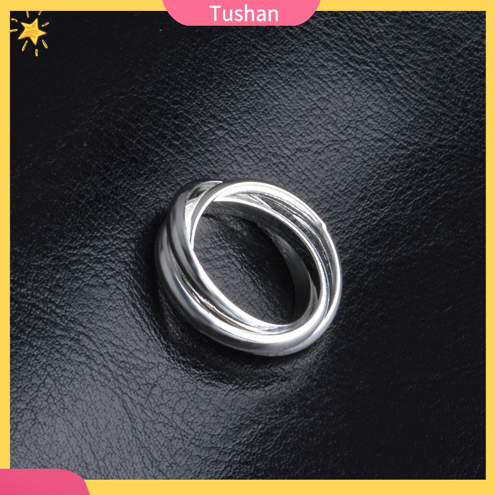 Nhẫn đeo ngón tay dự tiệc cưới 3 vòng tròn bắt chéo mịn màng sáng tạo cho nữ