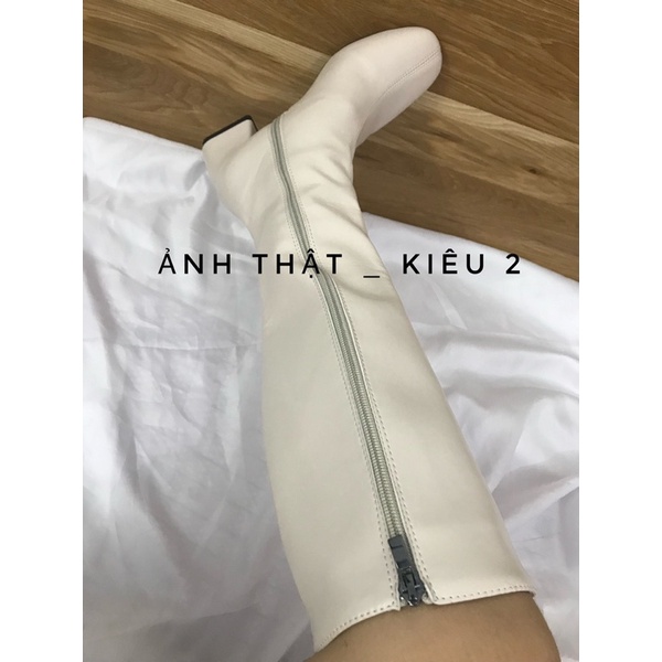 Bốt đùi da mềm đứng dáng 2 thiết kế