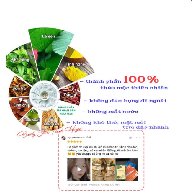 Giảm Cân Hera Plus Hộp 30 Viên Trà Thảo Mộc Giúp Thải Độc Gan Thận Thanh Lọc Cơ Thể Hộp 30 Viên