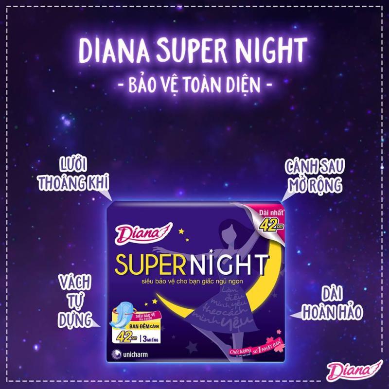 [BVS] Băng vệ sinh Diana Super Night 42cm/3 miếng