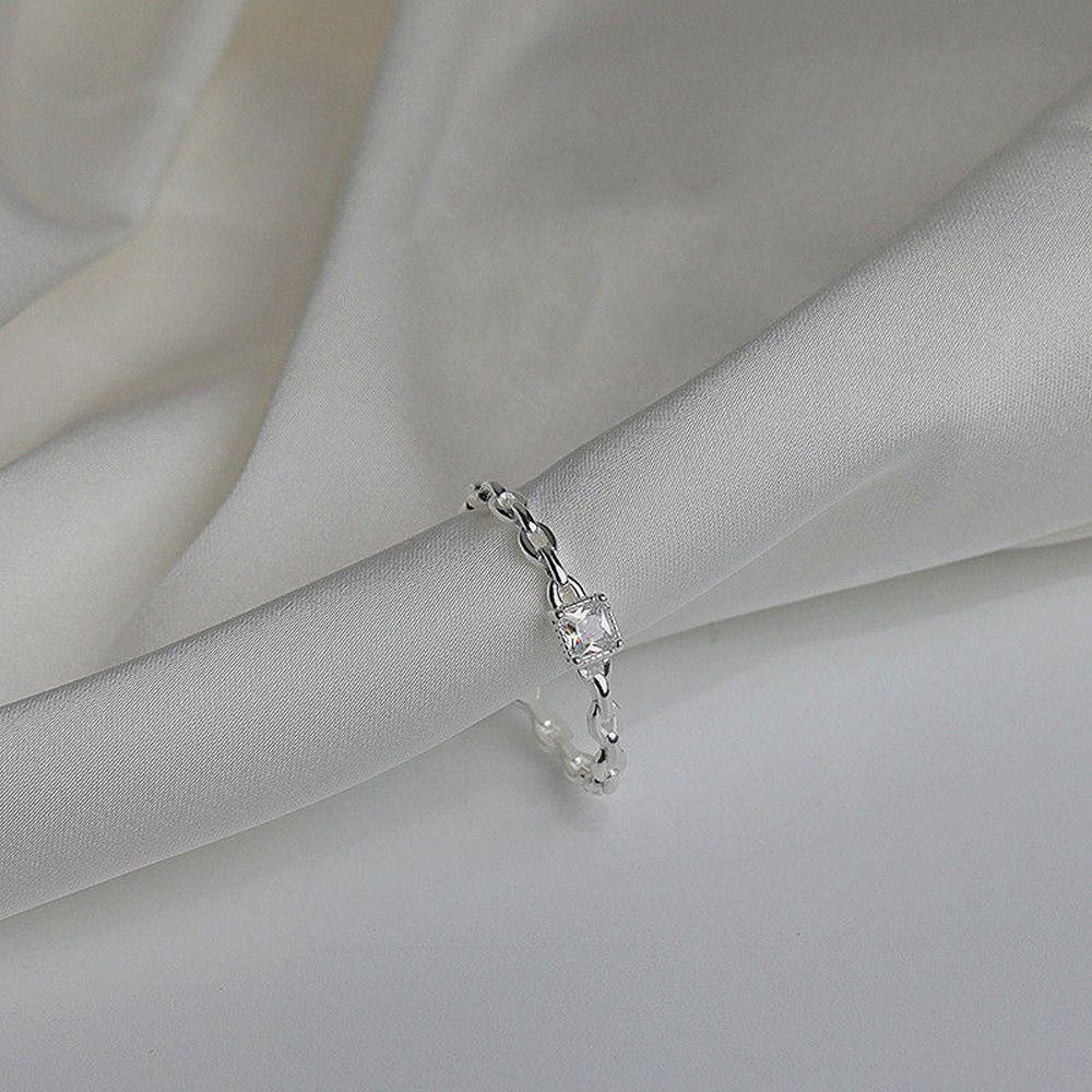 Nhẫn Hình Vuông Đính Đá Cubic Có Thể Điều Chỉnh Kích Cỡ Dành Cho Nữ