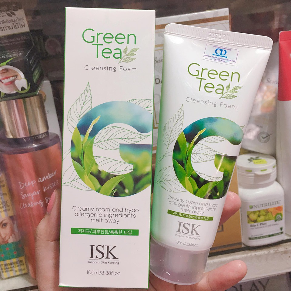 Sữa rửa mặt trà xanh Beauskin ISK Green Tea Foam Cleansing Hàn quốc 100ml/hộp