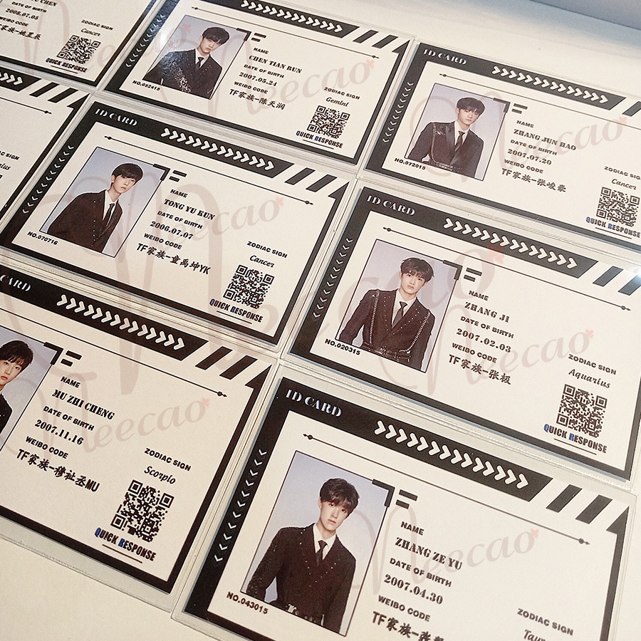 1 ID Card TF GIA TỘC F3 11 Thành Viên Chu Chí Hâm Tô Tân Hạo Tả Hàng Trương Cực Trương Trạch Vũ Designed Unoff Neecao