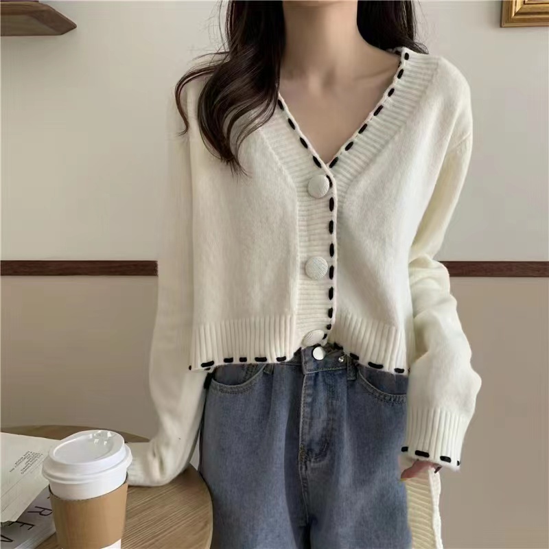 Áo Khoác Cardigan Dệt Kim Cổ Chữ V Thiết Kế Mới Thời Trang Dành Cho Nữ