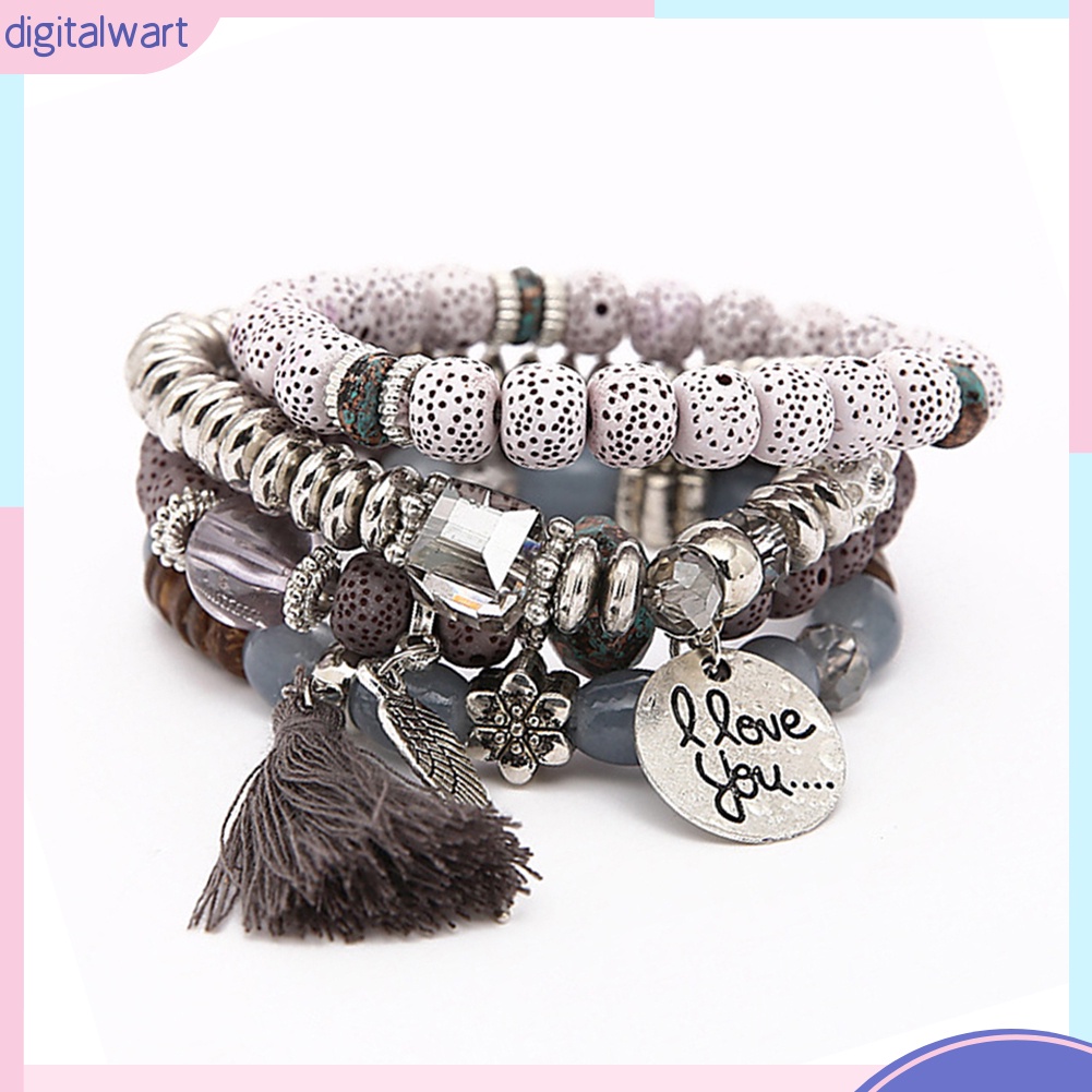 Vòng đeo tay chuỗi hạt nhiều lớp phong cách Bohemian cá tính thời trang cho nữ