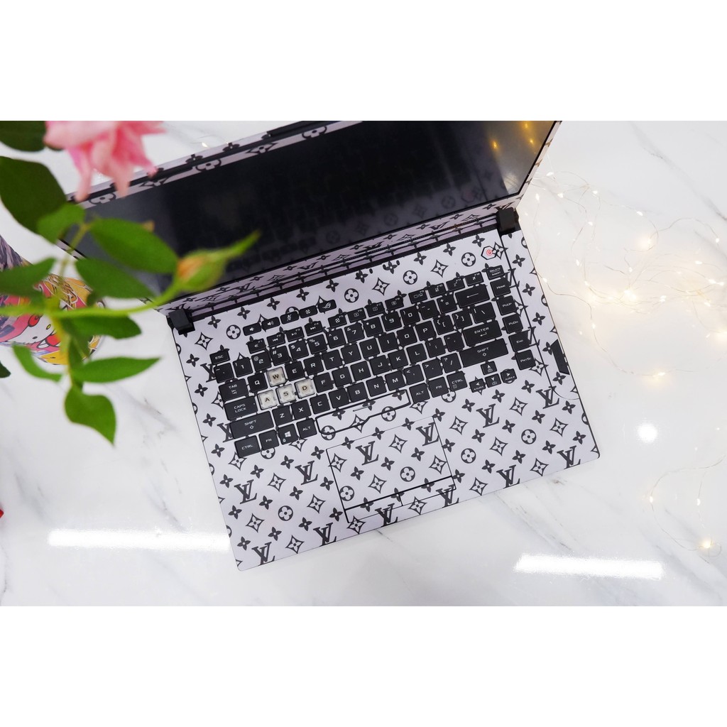 Decal Skin dán Laptop mẫu LV trắng