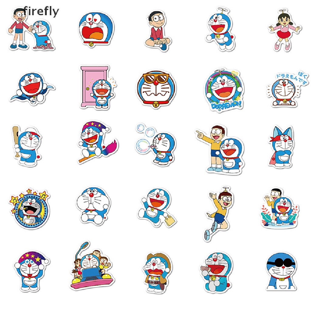 Set 50 miếng dán trang trí laptop/ xe hơi hình doraemon dễ thương
