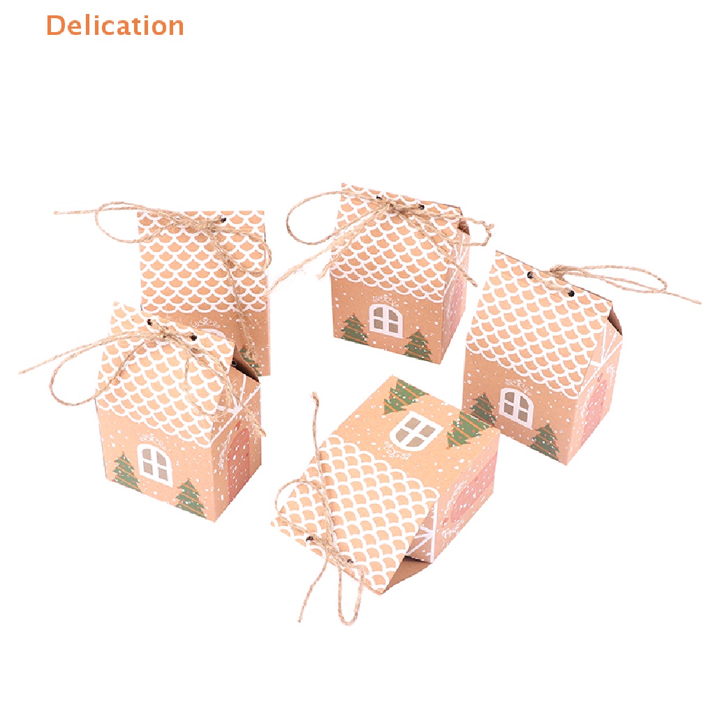 Set 5 Hộp Đựng Kẹo Hình Ngôi Nhà Giáng Sinh DIY
