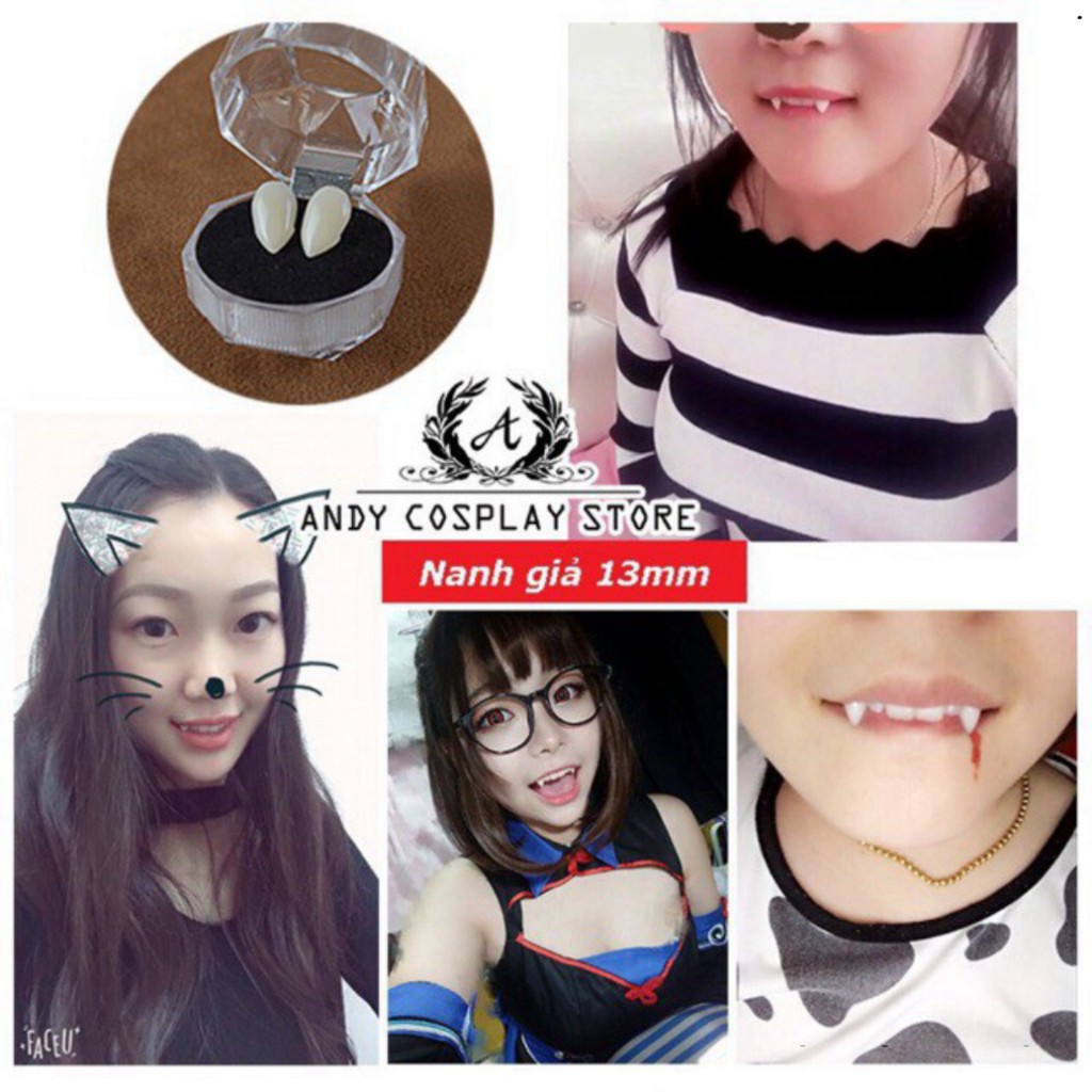 Răng nanh giả hoá trang cosplay vampire halloween, răng khểnh bán xong mã M2016