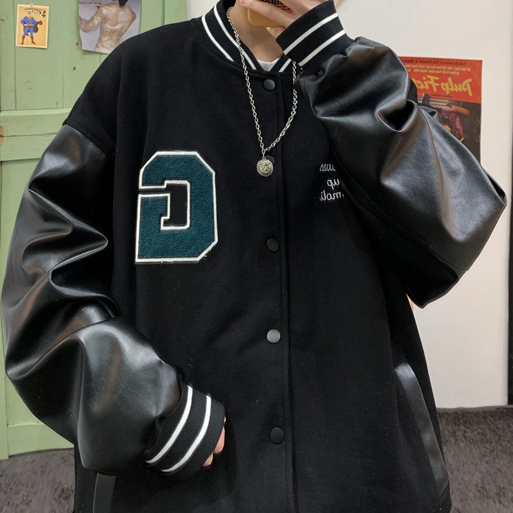 Áo khoác bóng chày dáng rộng phong cách Retro thời trang Hàn quốc cho nam