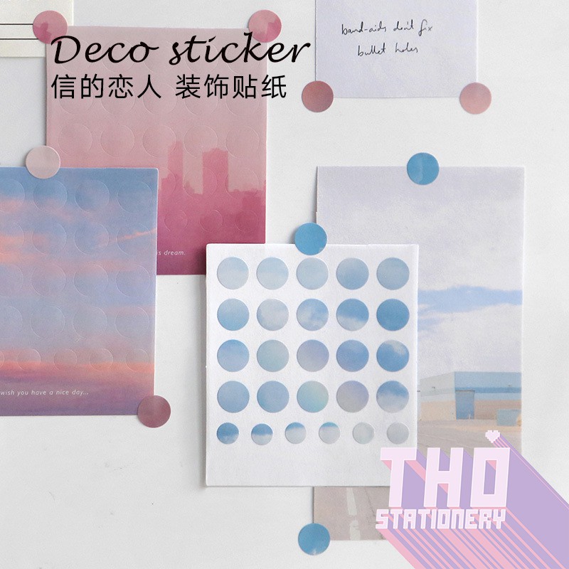 Sticker chấm tròn dán tường 3 tấm hình dán vintage postcard decor trang trí phòng bàn học phụ kiện trang trí chụp ảnh